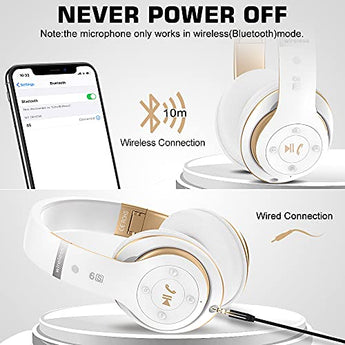 6S-Wireless-Bluetooth-Headphones-Over-Ear-Hi-Fi-Stereo-Foldable-Wireless-Stereo-Headsets-Earbuds-with-Built-in-Mic-Volume-Control-FM-for-iPhoneSamsungiPadPC-White-Gold-0-3
